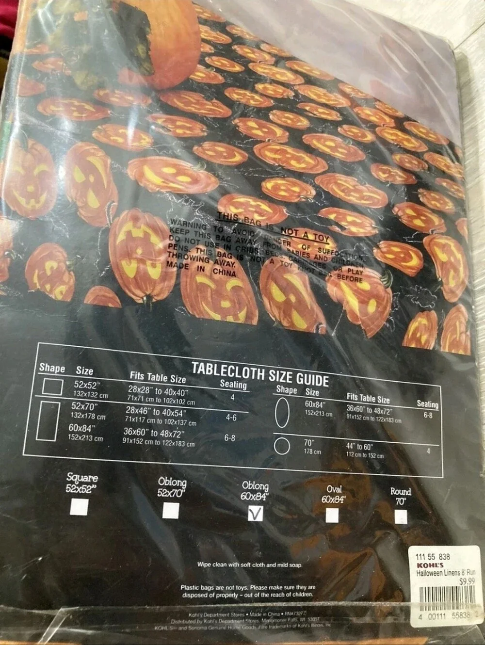 Halloween Decor Lot! Vinyl Tablecloth Shower Curtain Black Cat Towel Kohls